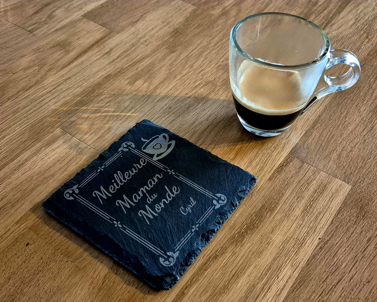Set De 4 sous-Verre Personnalisables en Ardoise  - Cadeau Personnalisé