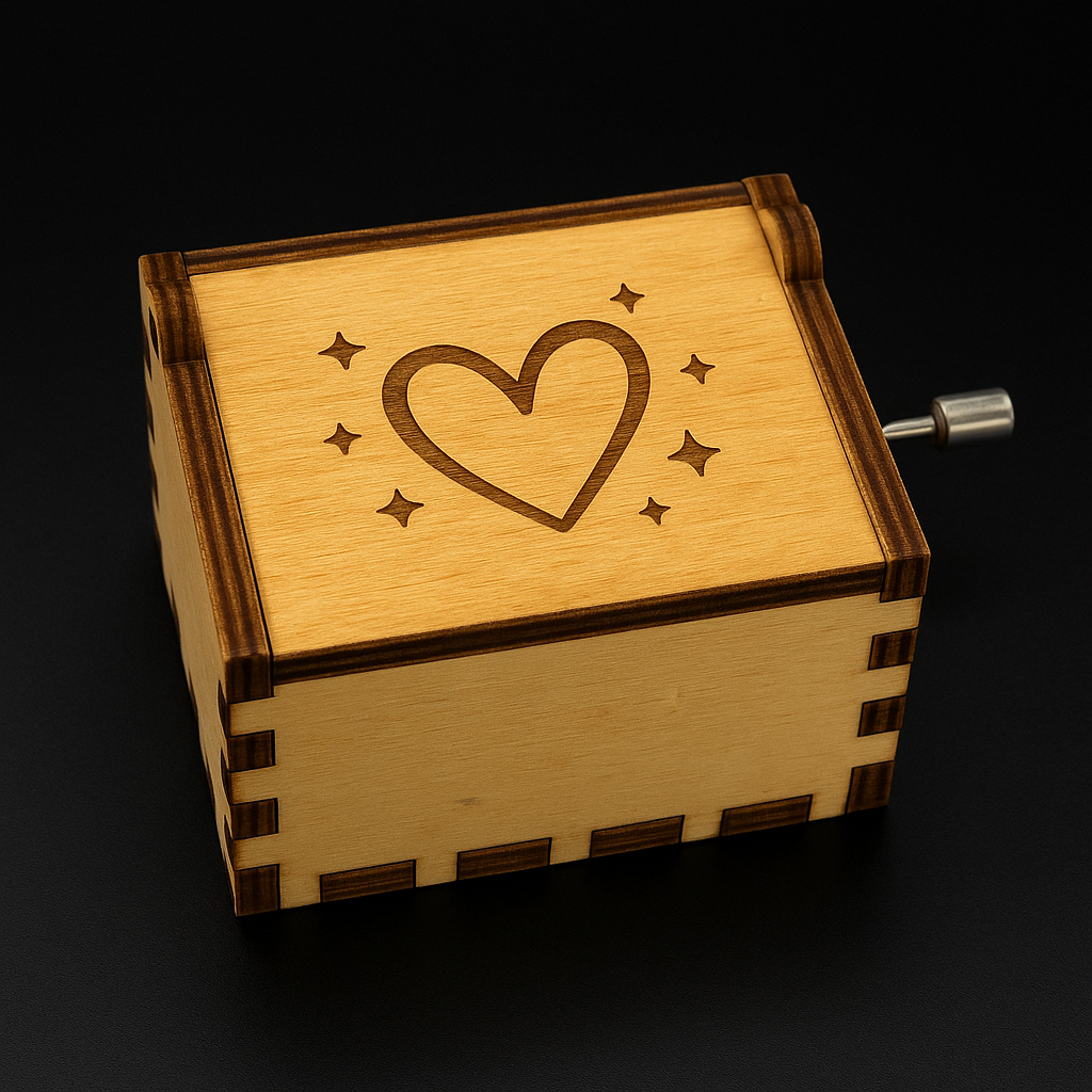 Boîte à Musique Personnalisée en Bois – Gravure Laser sur le Couvercle & Message Intérieur – 4 Designs au Choix (Cœur, Arbre de Vie, Lune, Mains) – Cadeau Naissance, Enfant, Anniversaire