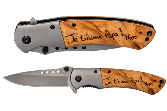 Couteau personnalisé avec votre écriture manuscrite - Couteau de survie et camping