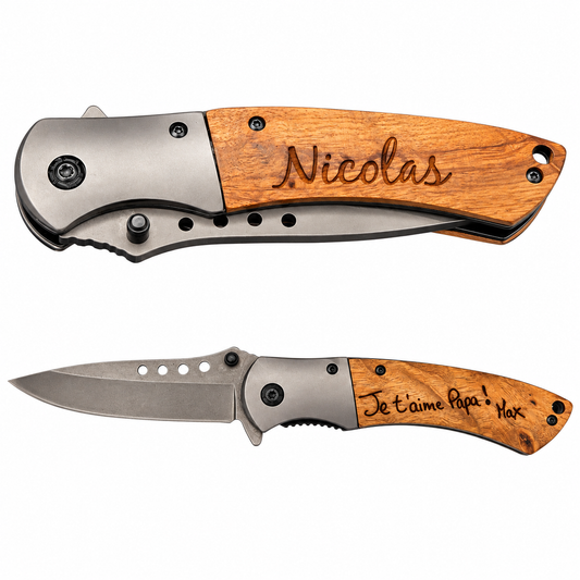 Couteau personnalisé avec votre écriture informatique - Couteau de survie et camping