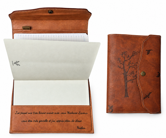 Carnet de note A5 Personnalisé en Cuir Véritable – Cahier de 185 Pages